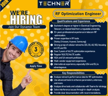 Techner - Jobs - RF Optimization Engineer (03 Positions)